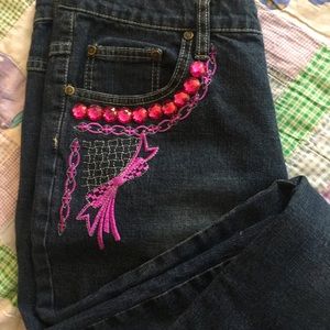 Gazoz Jeans Bling Rhinestones Embroidered size 14 Flare